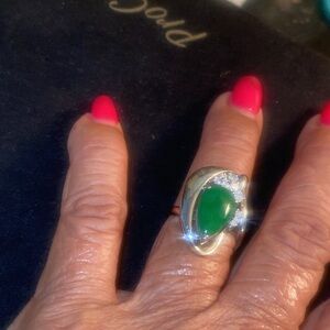 Jade Diamonds Platinum Ring